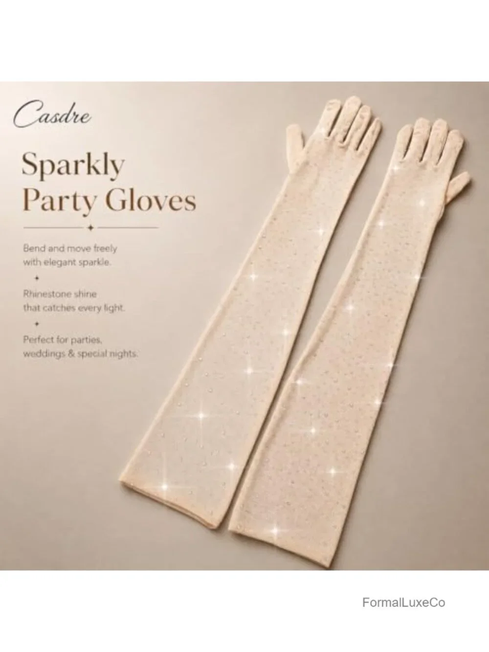Sparkly Rhinestone Gloves Long Mesh Elbow Length Arm Sleeves Wedding Prom